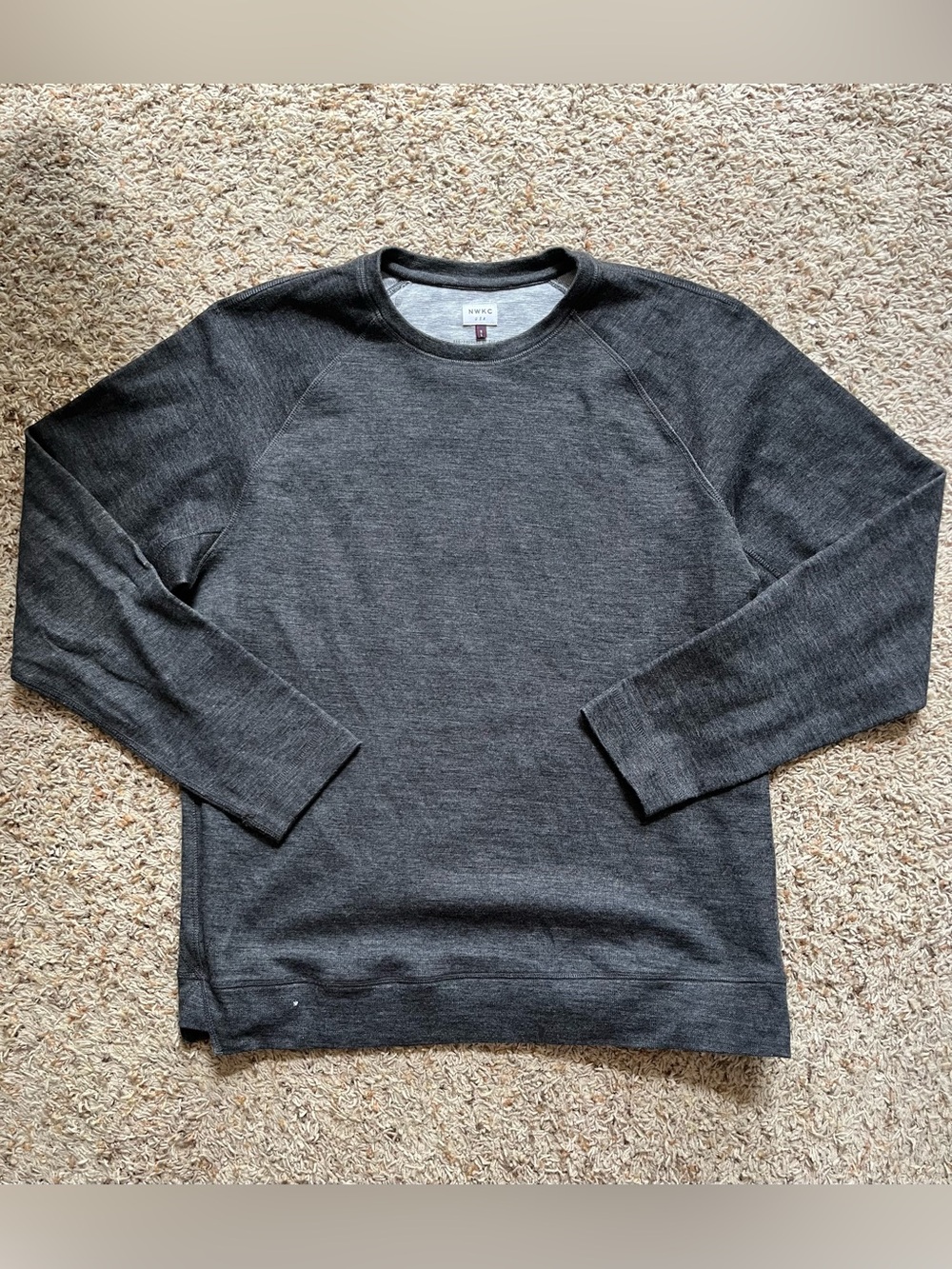 NWKC Gray Worsted Merino Wool Crewneck Pullover Sweatshirt Size XL